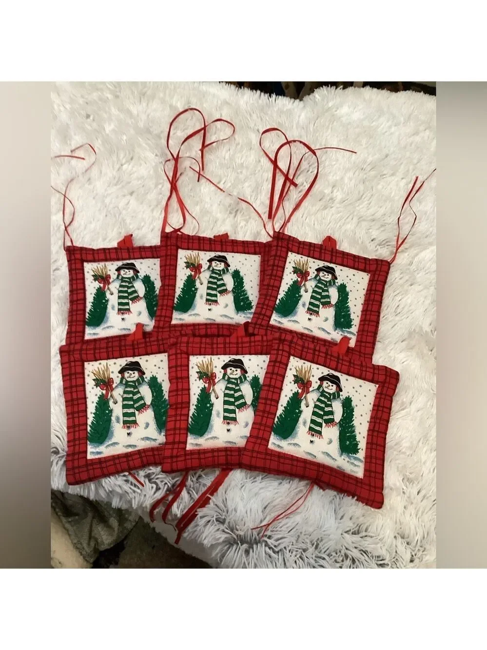 Unbranded snowman pit holders set of 6 with strings to make a hanging display